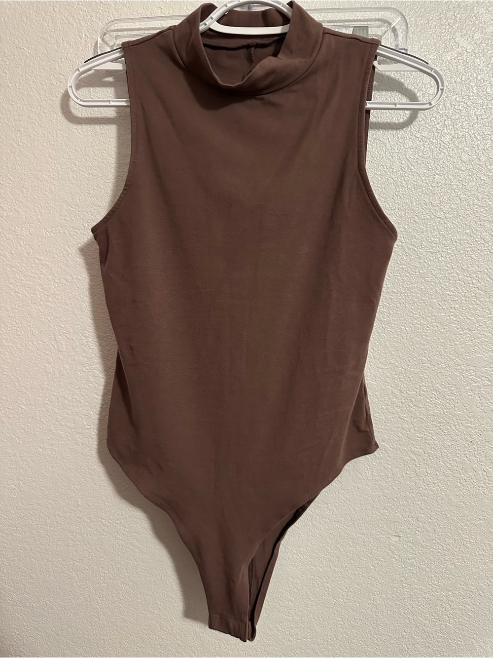 Sleeveless Mock Neck  Bodysuit in Chocolate Brown